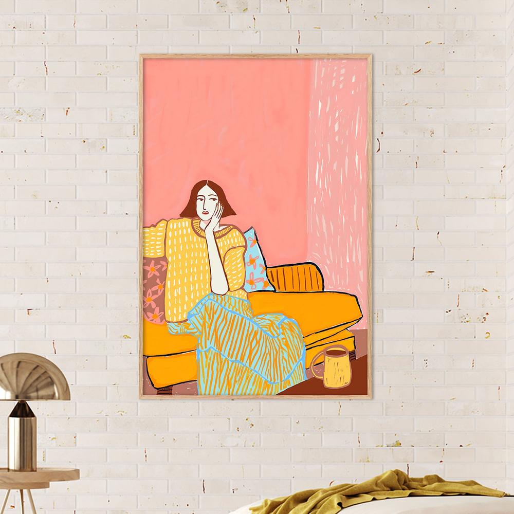 Lady With Coffee-by-Sharyn Bursic-wall-art-print-canvas-poster-framed-Gioia