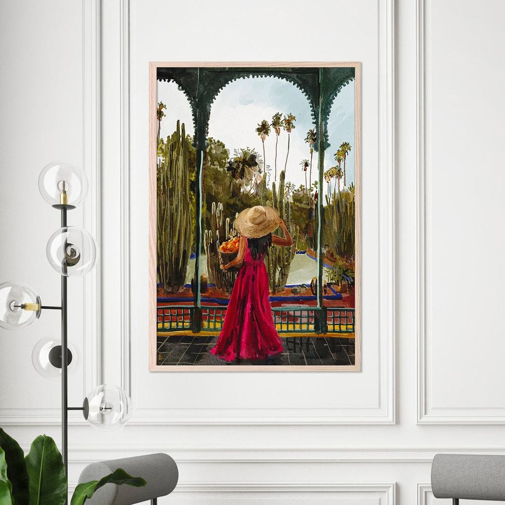 Lady with oranges-by-Ekaterina Zagorska-wall-art-print-canvas-poster-framed-Gioia