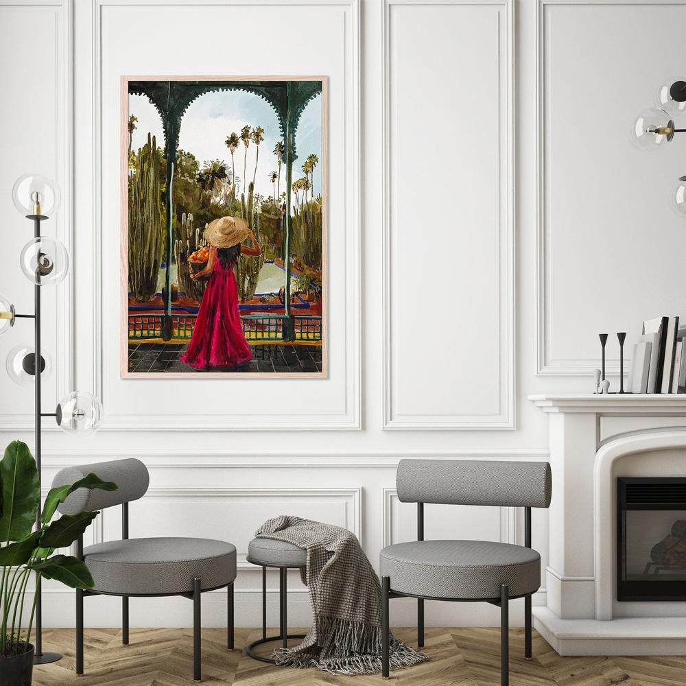 Lady with oranges-by-Ekaterina Zagorska-wall-art-print-canvas-poster-framed-Gioia