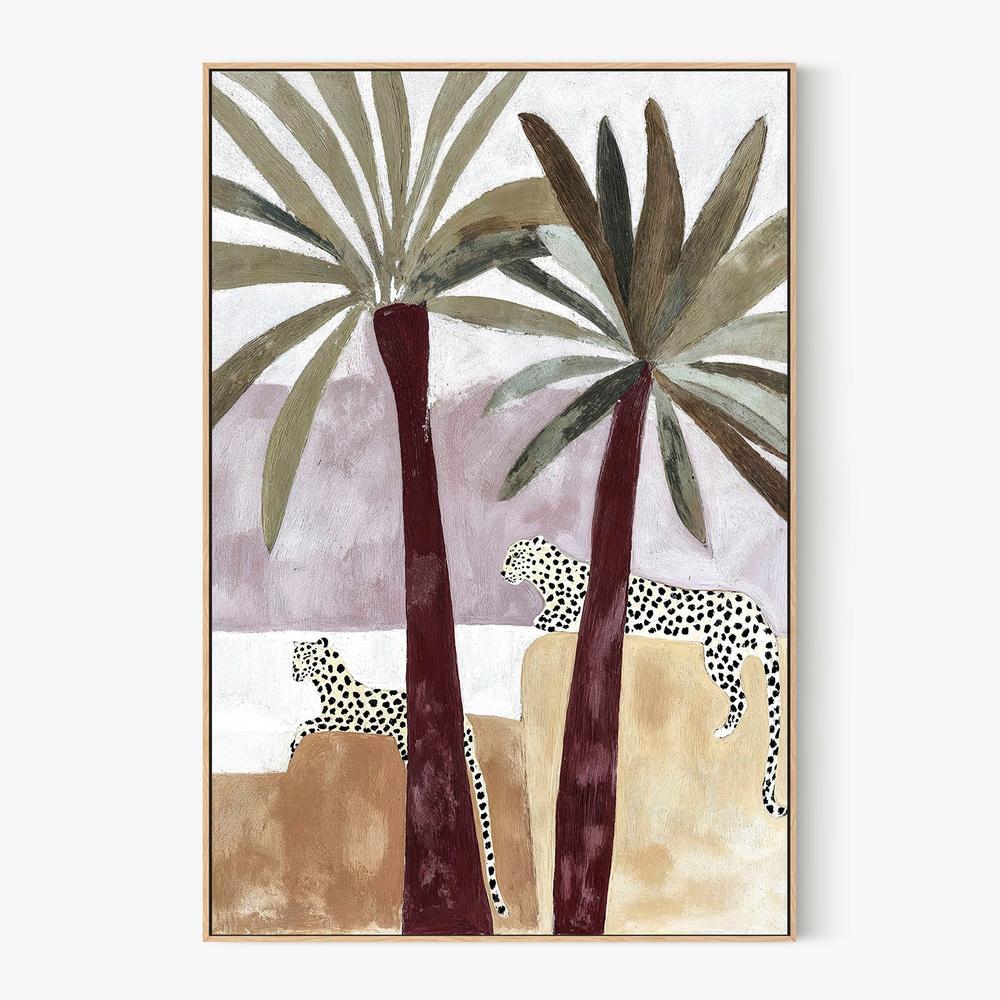Leopard Palms, Burgundy tone-by-Lady Hana-wall-art-print-canvas-poster-framed-Gioia