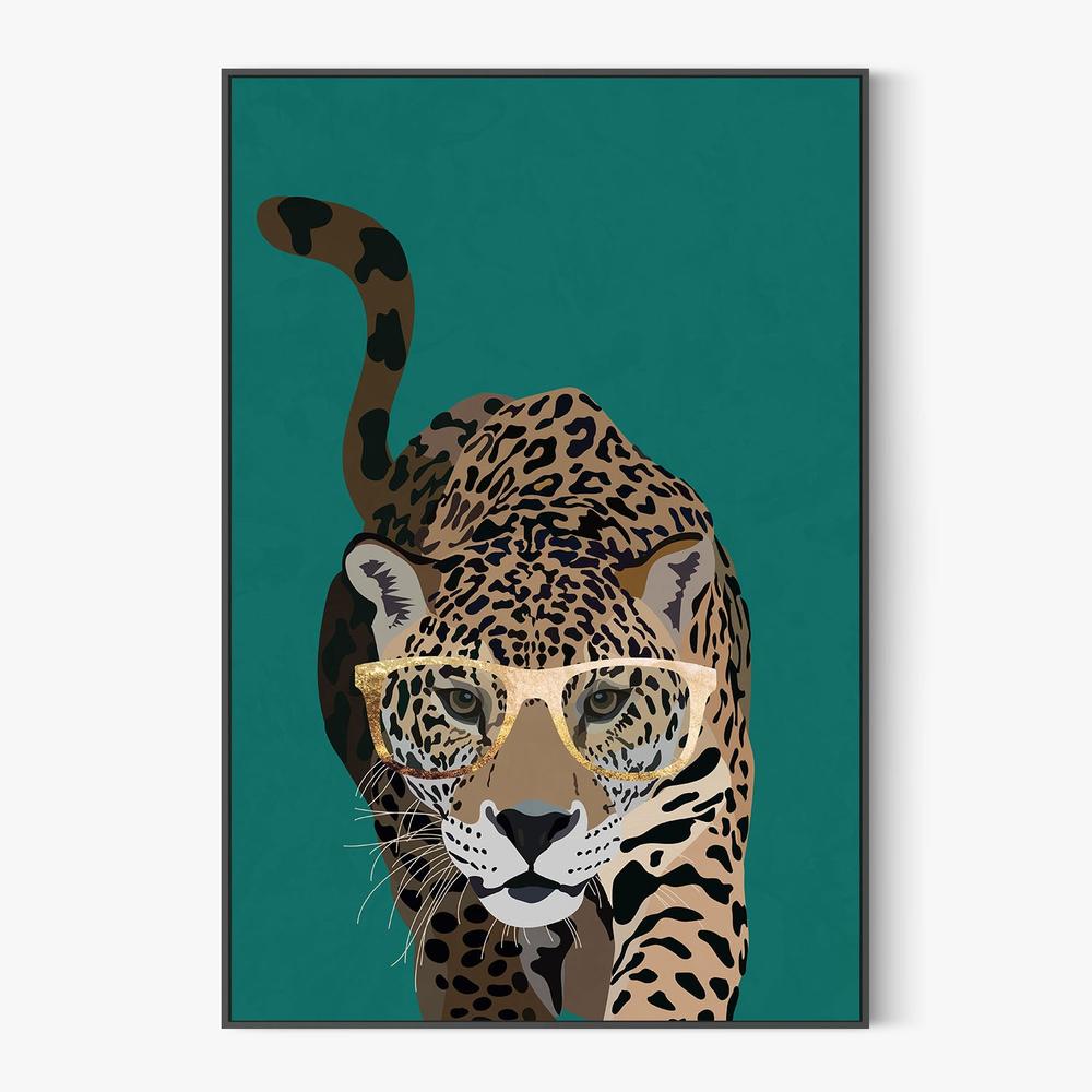Leopard With Gold Glasses-by-Sarah Manovski-wall-art-print-canvas-poster-framed-Gioia