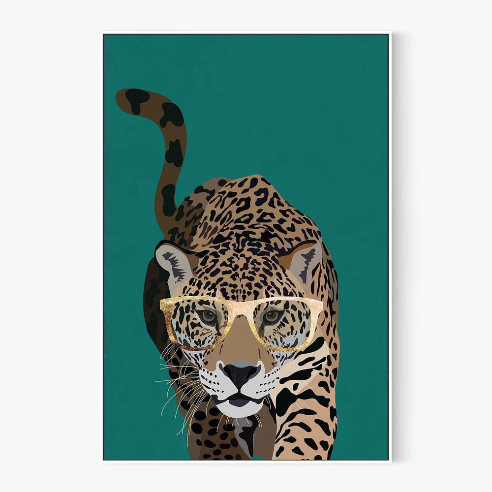 Leopard With Gold Glasses-by-Sarah Manovski-wall-art-print-canvas-poster-framed-Gioia