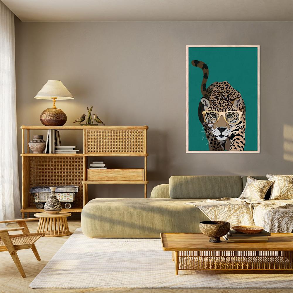 Leopard With Gold Glasses-by-Sarah Manovski-wall-art-print-canvas-poster-framed-Gioia