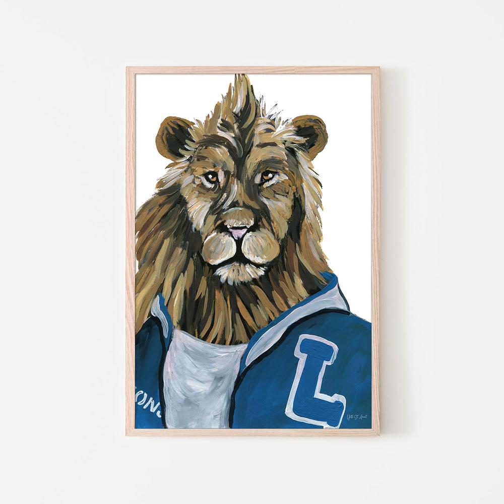 Letterman Lion-by-Yvette St. Amant-wall-art-print-canvas-poster-framed-Gioia