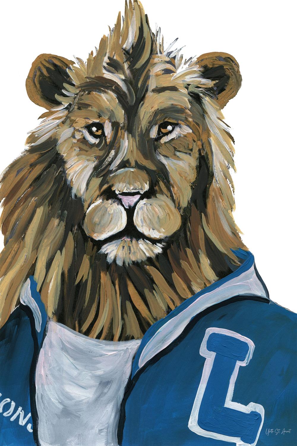 Letterman Lion-by-Yvette St. Amant-wall-art-print-canvas-poster-framed-Gioia