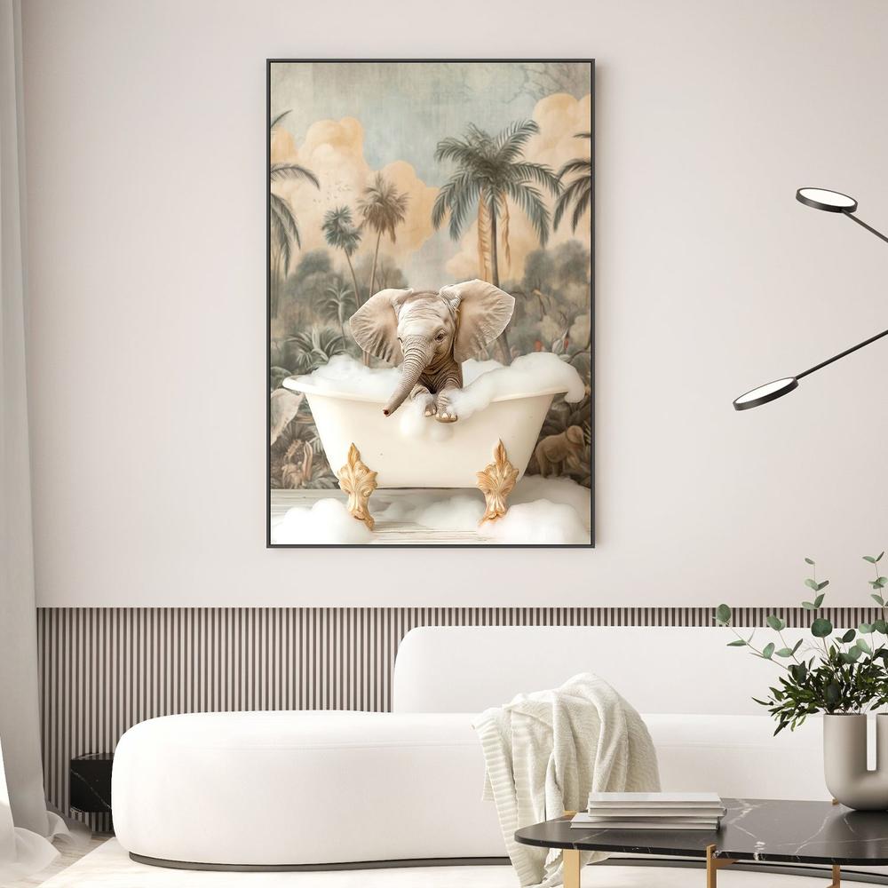 Little Elephant Bubble Bath-by-Niky Rahner-wall-art-print-canvas-poster-framed-Gioia