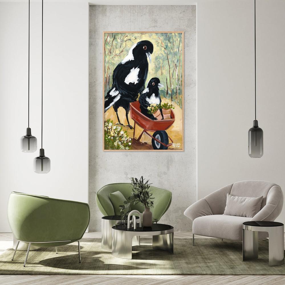 Magpie Garden-by-Meredith Howse-wall-art-print-canvas-poster-framed-Gioia