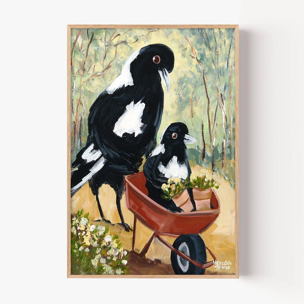 Magpie Garden-by-Meredith Howse-wall-art-print-canvas-poster-framed-Gioia