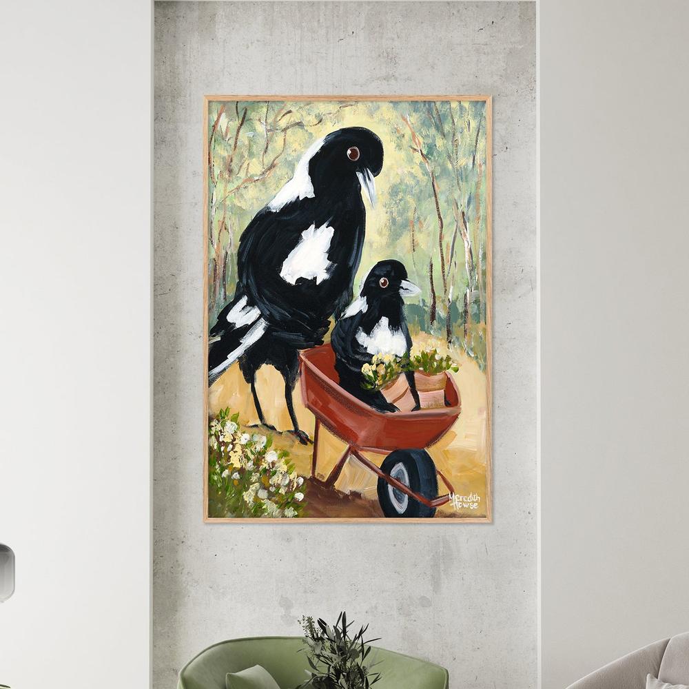Magpie Garden-by-Meredith Howse-wall-art-print-canvas-poster-framed-Gioia