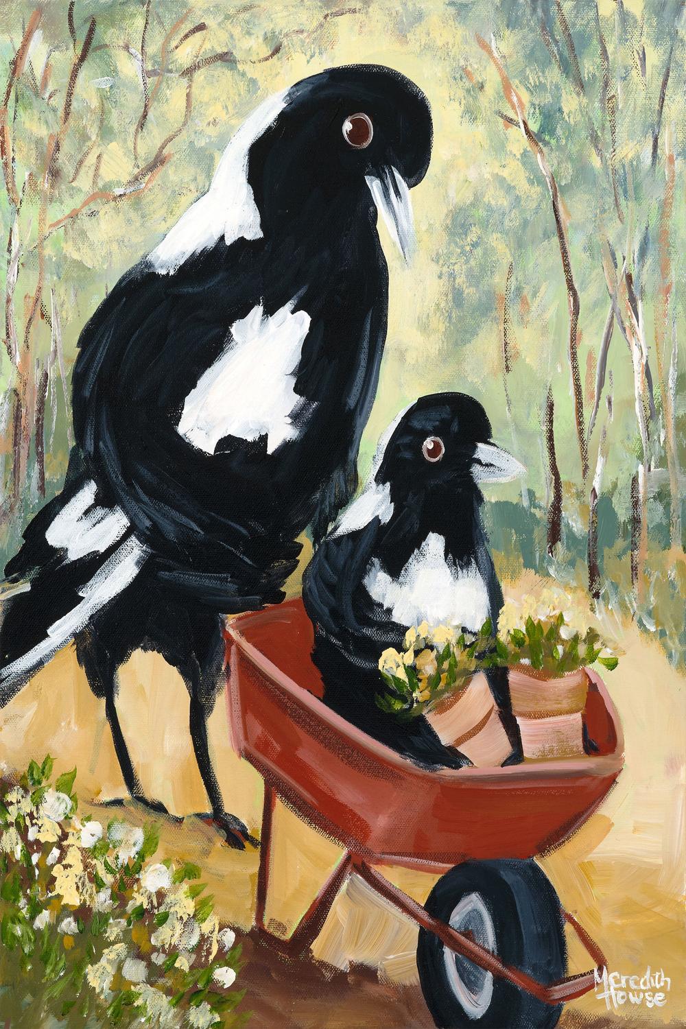Magpie Garden-by-Meredith Howse-wall-art-print-canvas-poster-framed-Gioia