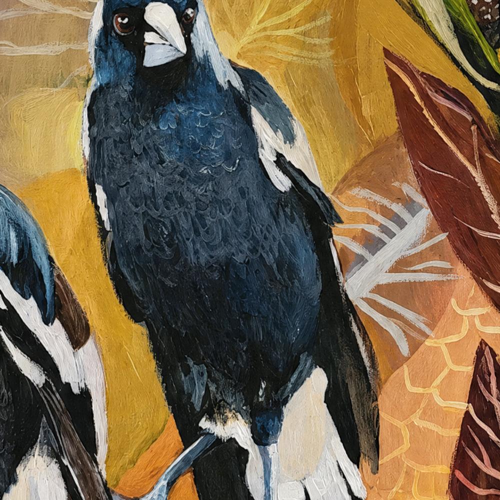 Magpies with Protea-by-Susan Trudinger-wall-art-print-canvas-poster-framed-Gioia