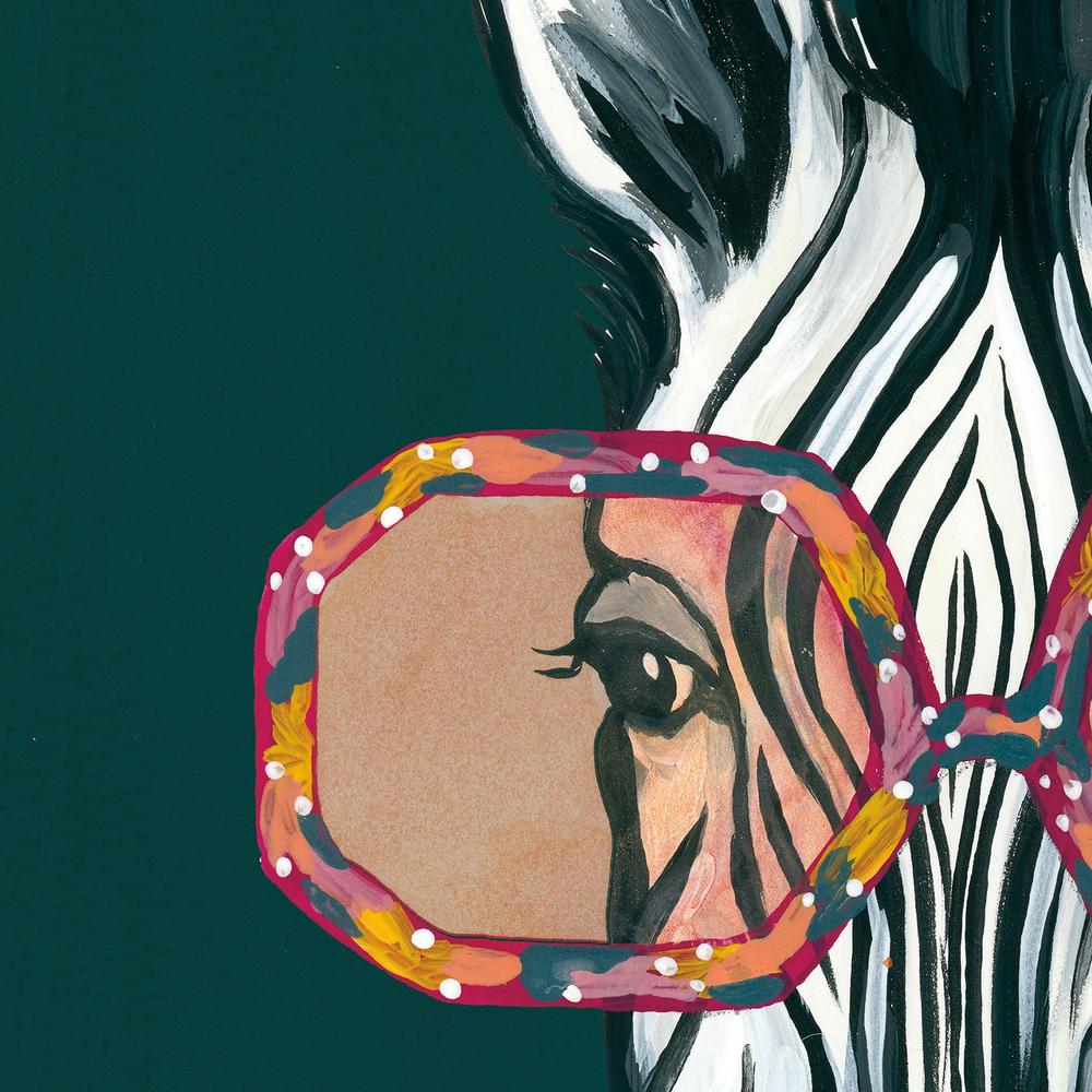 Miami Living Zebra Portrait-by-Yvette St. Amant-wall-art-print-canvas-poster-framed-Gioia