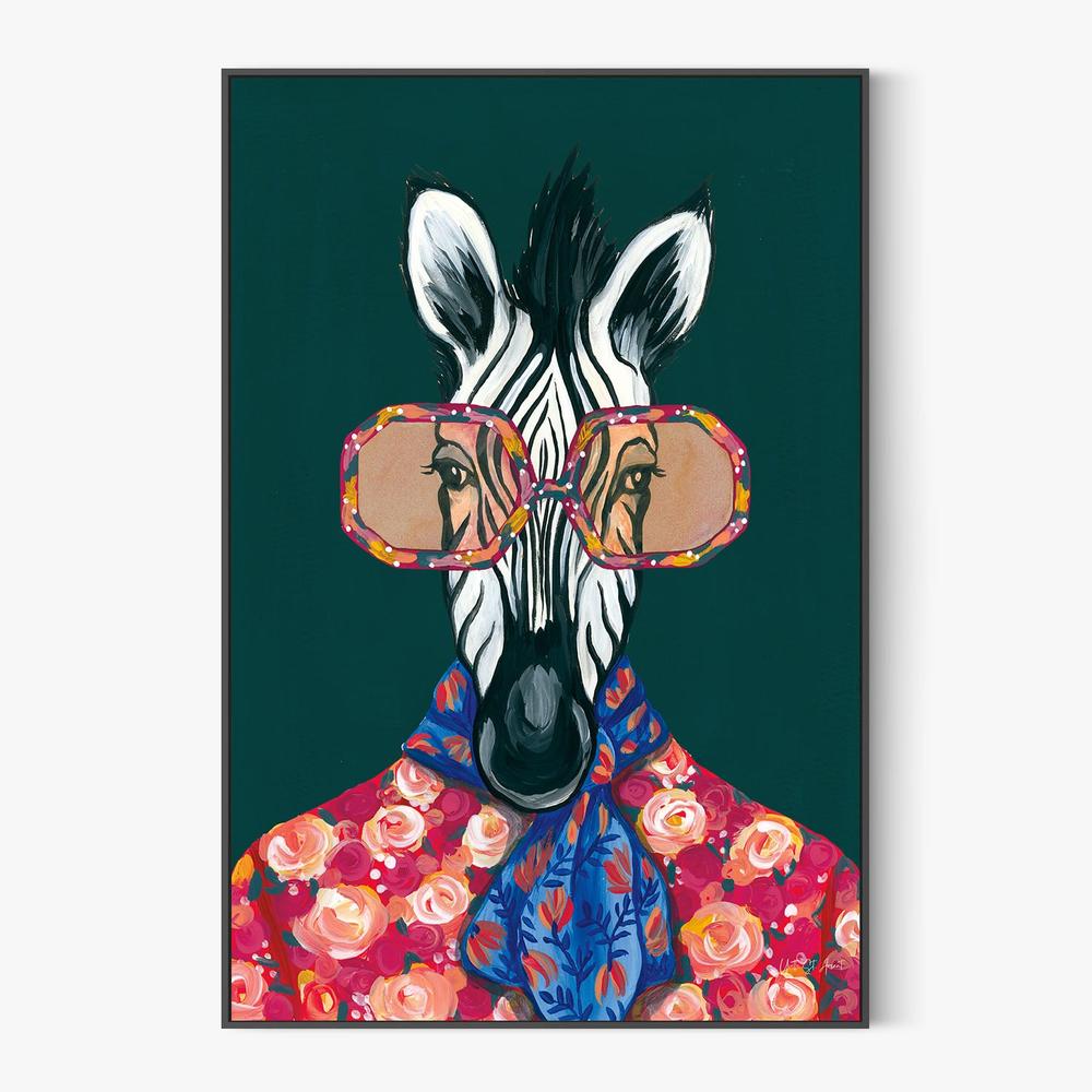 Miami Living Zebra Portrait-by-Yvette St. Amant-wall-art-print-canvas-poster-framed-Gioia