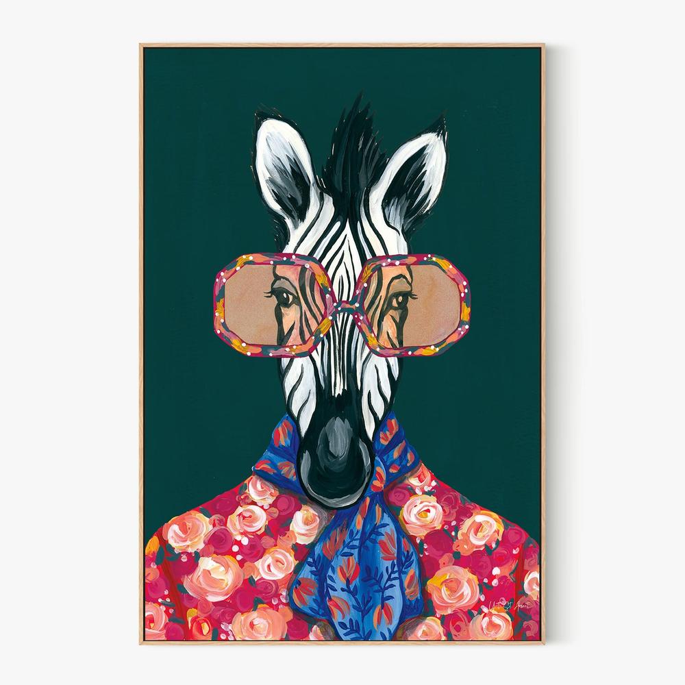 Miami Living Zebra Portrait-by-Yvette St. Amant-wall-art-print-canvas-poster-framed-Gioia