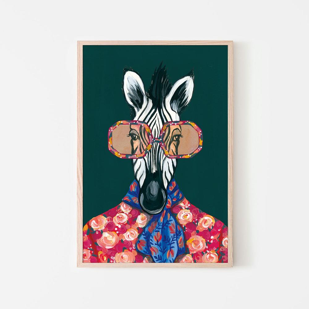 Miami Living Zebra Portrait-by-Yvette St. Amant-wall-art-print-canvas-poster-framed-Gioia