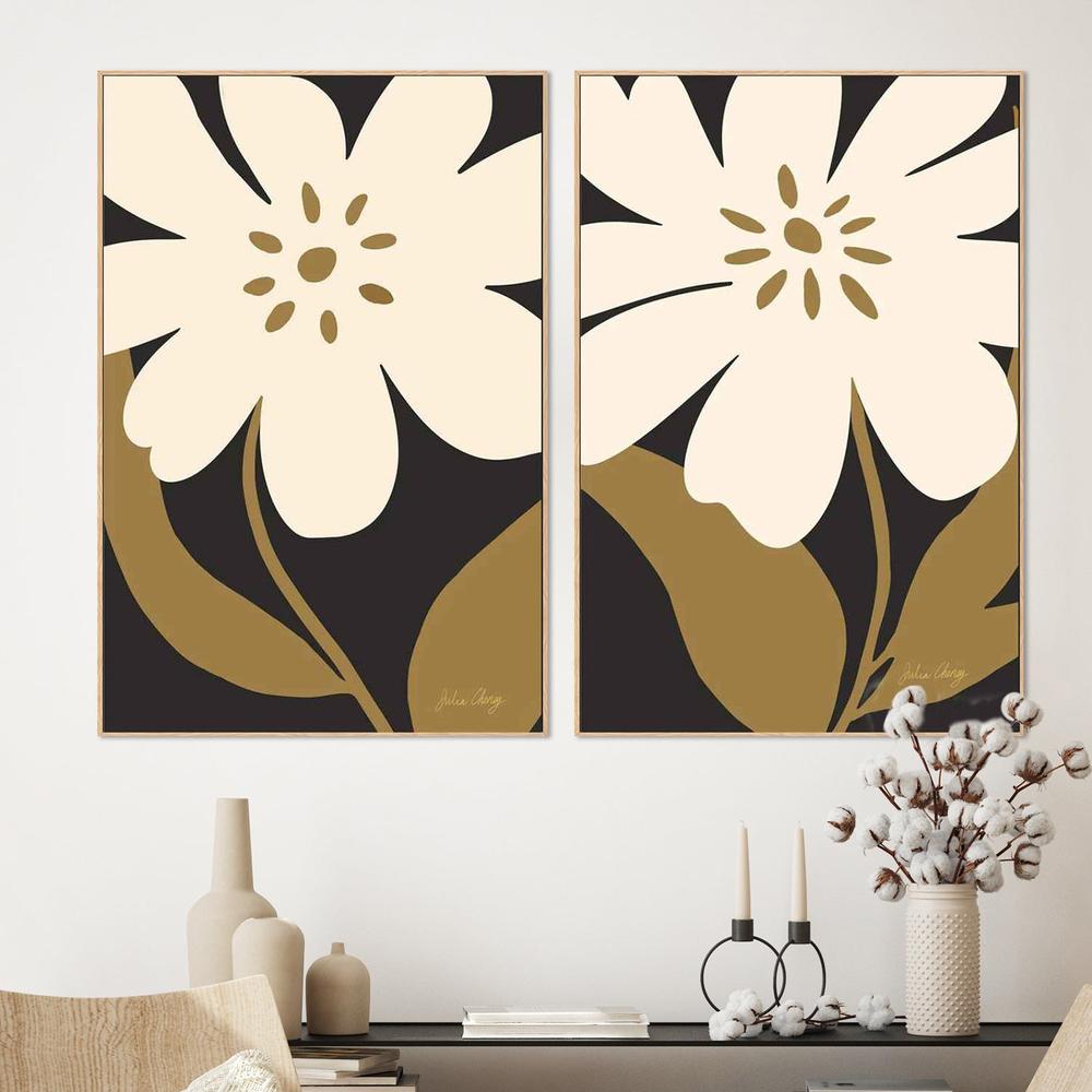 Minimalist Cream Bloom & Modern Cream Bloom, Set Of 2-by-Julia Cheney-wall-art-print-canvas-poster-framed-Gioia