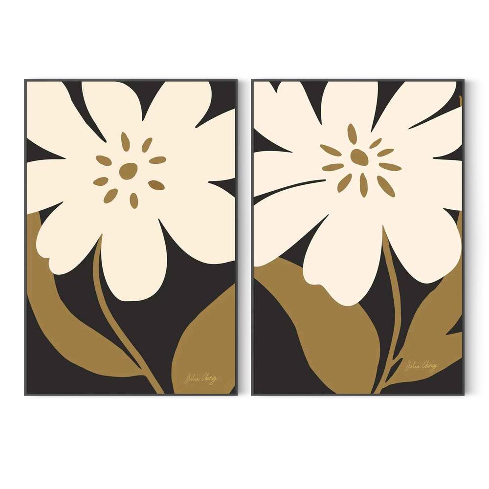 Minimalist Cream Bloom & Modern Cream Bloom, Set Of 2-by-Julia Cheney-wall-art-print-canvas-poster-framed-Gioia