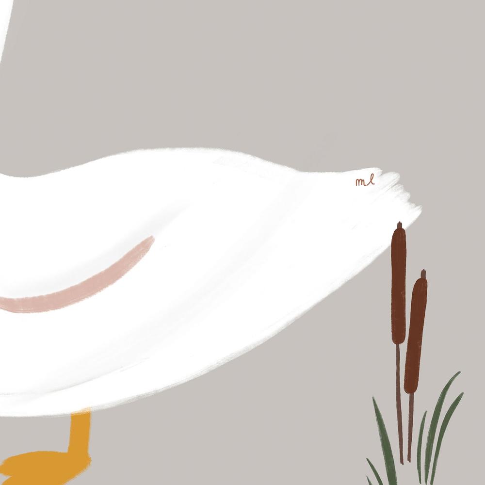 Minimalist White Goose-by-Menina Lisboa-wall-art-print-canvas-poster-framed-Gioia