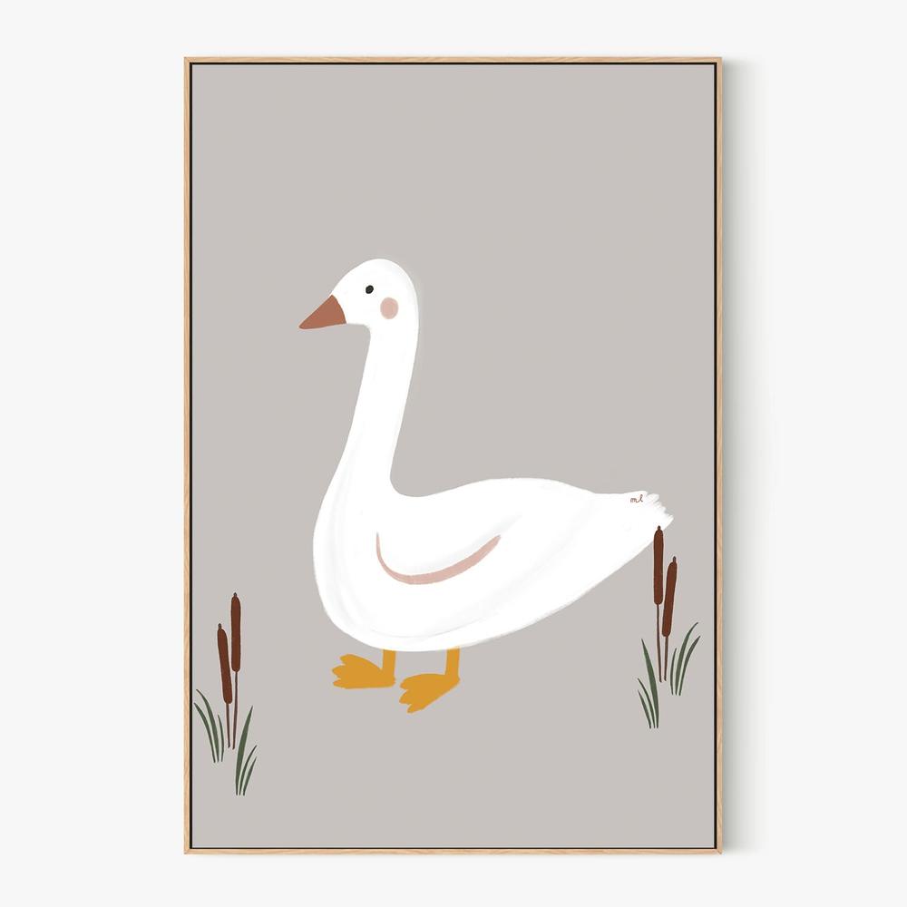 Minimalist White Goose-by-Menina Lisboa-wall-art-print-canvas-poster-framed-Gioia