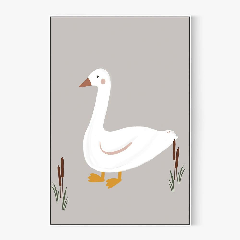 Minimalist White Goose-by-Menina Lisboa-wall-art-print-canvas-poster-framed-Gioia
