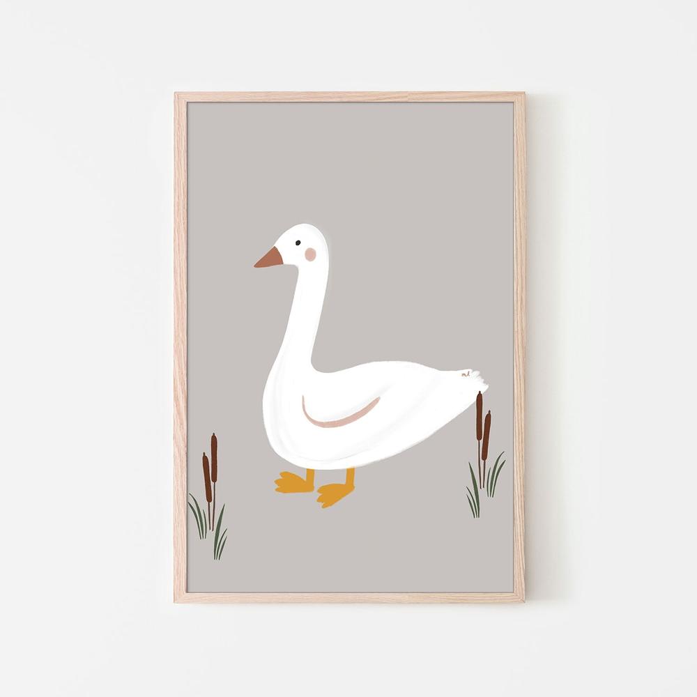 Minimalist White Goose-by-Menina Lisboa-wall-art-print-canvas-poster-framed-Gioia