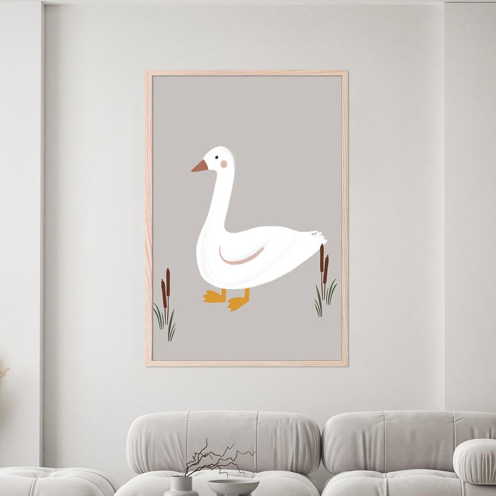 Minimalist White Goose-by-Menina Lisboa-wall-art-print-canvas-poster-framed-Gioia