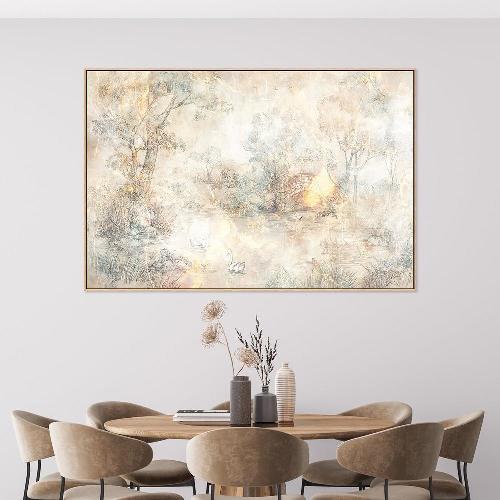 wall-art-print-canvas-poster-framed-Misty Lake Swans-2