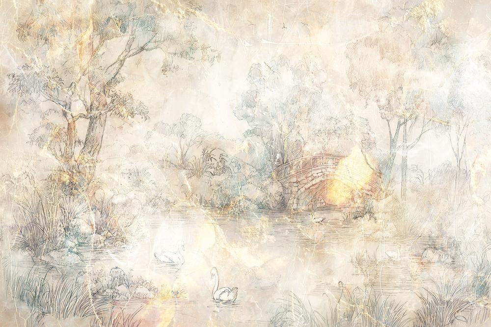wall-art-print-canvas-poster-framed-Misty Lake Swans-1
