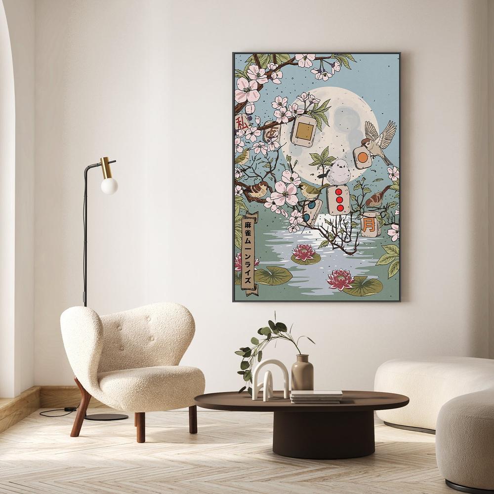 Moonlit Mahjong Birds-by-Nicholas-wall-art-print-canvas-poster-framed-Gioia
