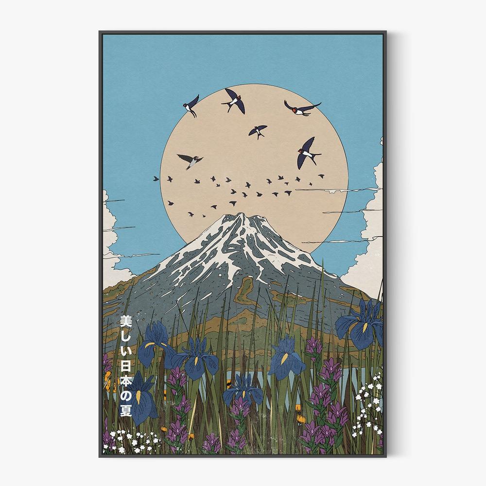 Mount Fuji Summer Swallows-by-Nicholas-wall-art-print-canvas-poster-framed-Gioia