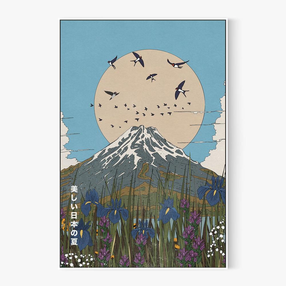 Mount Fuji Summer Swallows-by-Nicholas-wall-art-print-canvas-poster-framed-Gioia