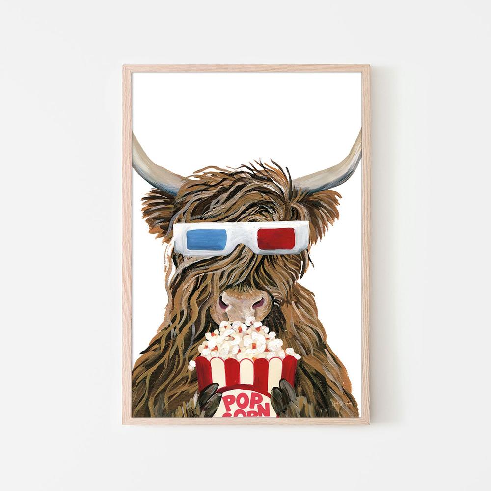Movie Cow Popcorn-by-Yvette St. Amant-wall-art-print-canvas-poster-framed-Gioia