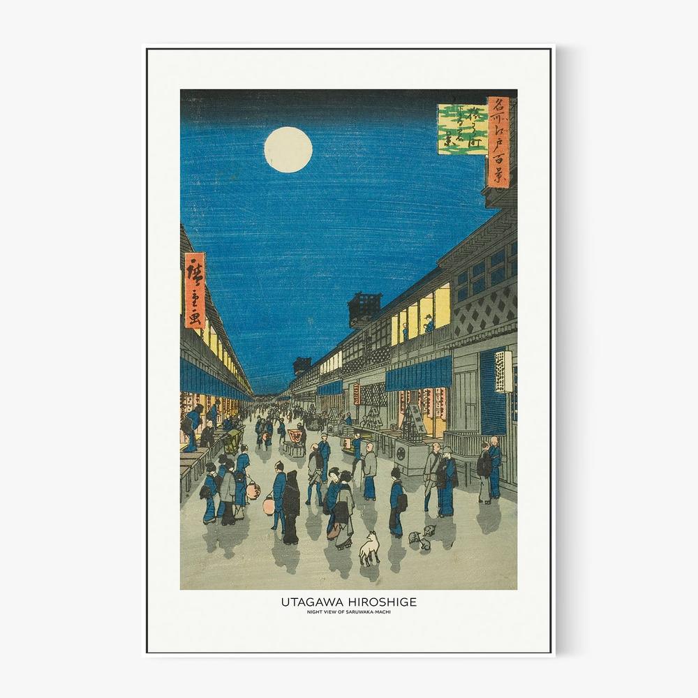 Night View of Saruwaka Machi-by-Utagawa Hiroshige-wall-art-print-canvas-poster-framed-Gioia