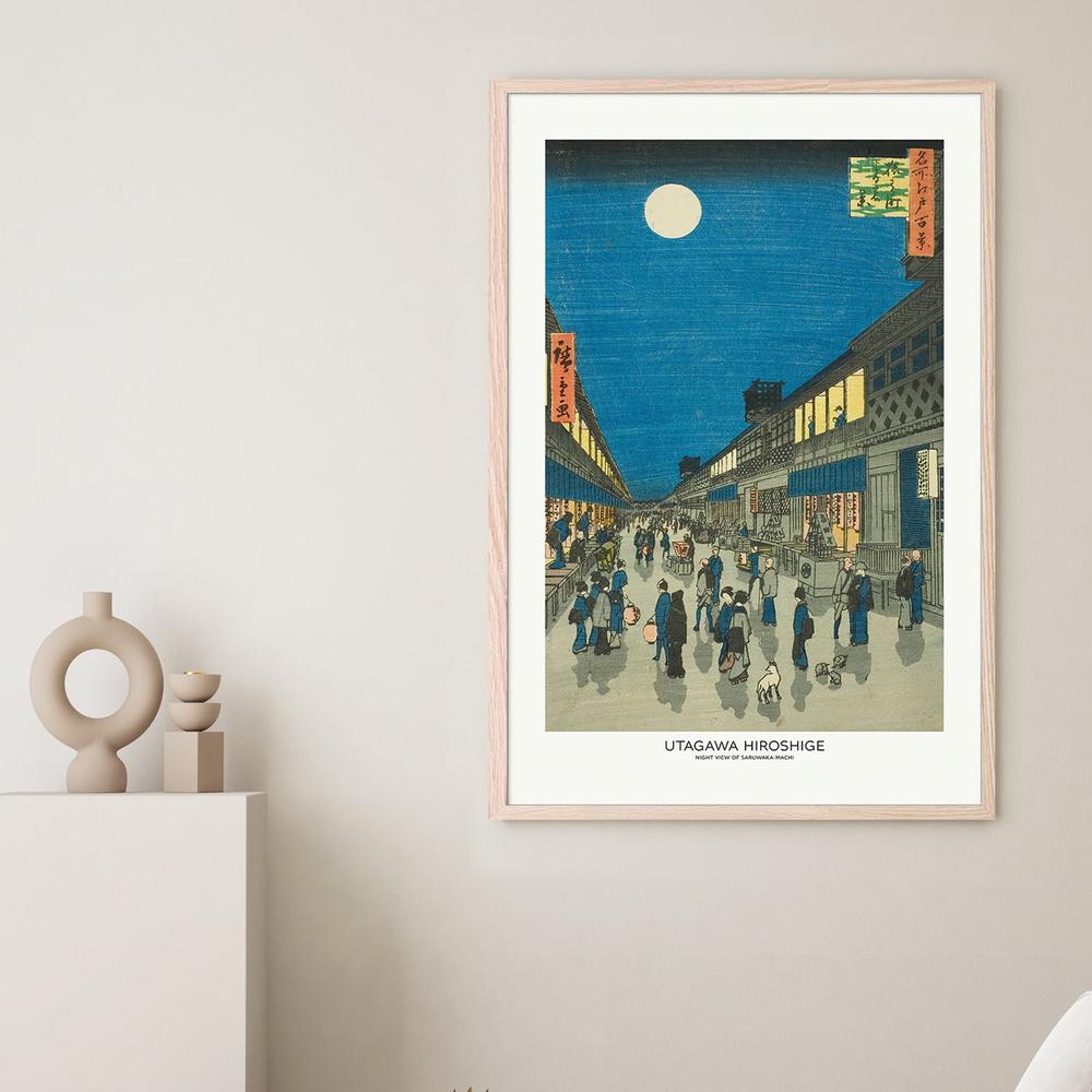 Night View of Saruwaka Machi-by-Utagawa Hiroshige-wall-art-print-canvas-poster-framed-Gioia