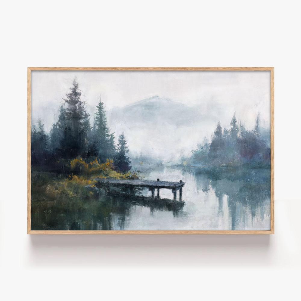 Pine Reflections-by-Nina Blue-wall-art-print-canvas-poster-framed-Gioia