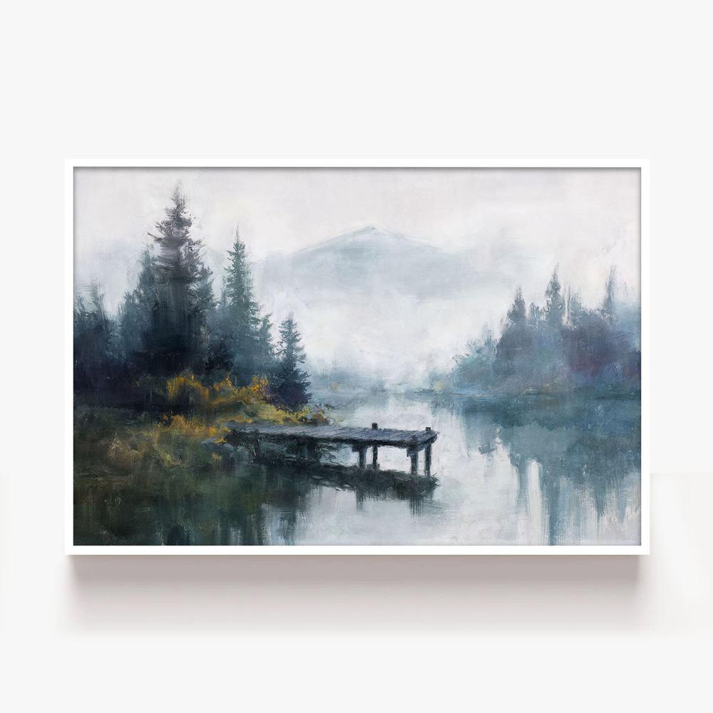 Pine Reflections-by-Nina Blue-wall-art-print-canvas-poster-framed-Gioia