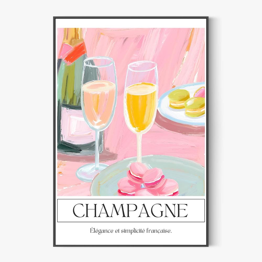 Pink Champagne Macarons-by-Ohkimiko-wall-art-print-canvas-poster-framed-Gioia