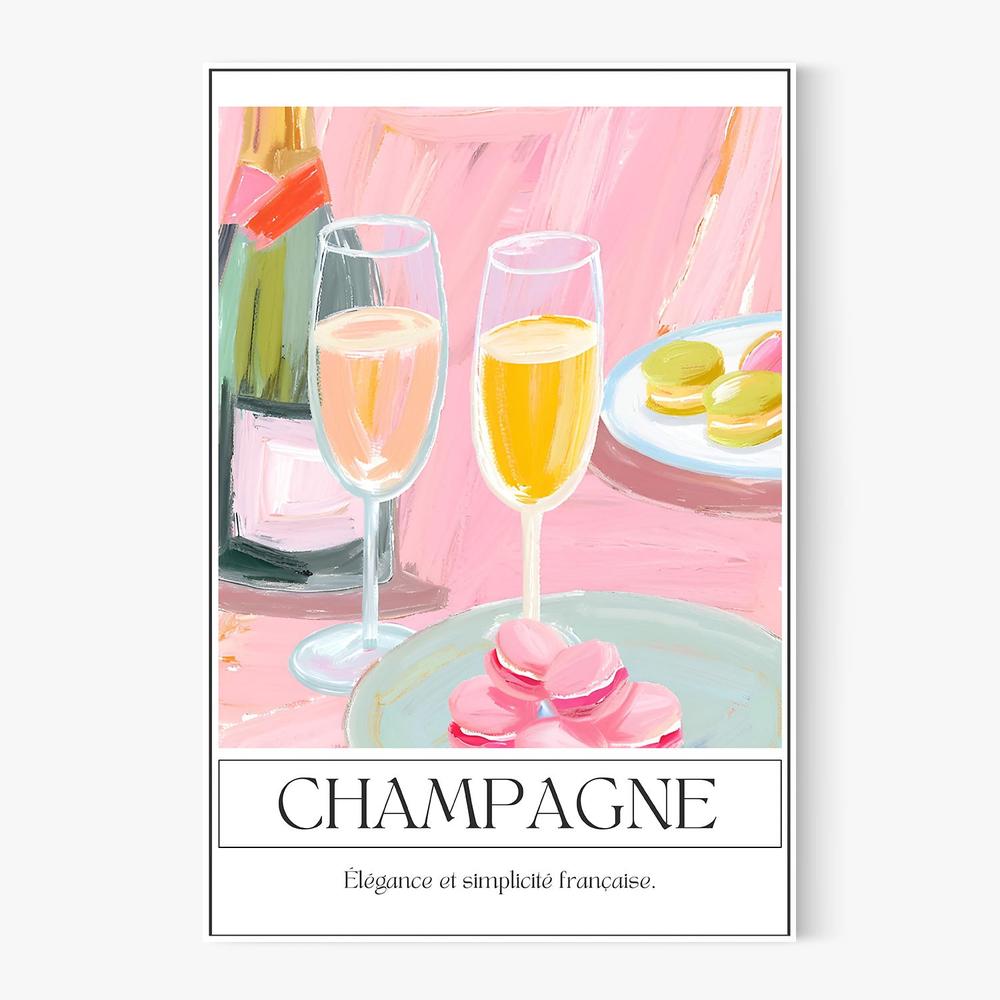 Pink Champagne Macarons-by-Ohkimiko-wall-art-print-canvas-poster-framed-Gioia