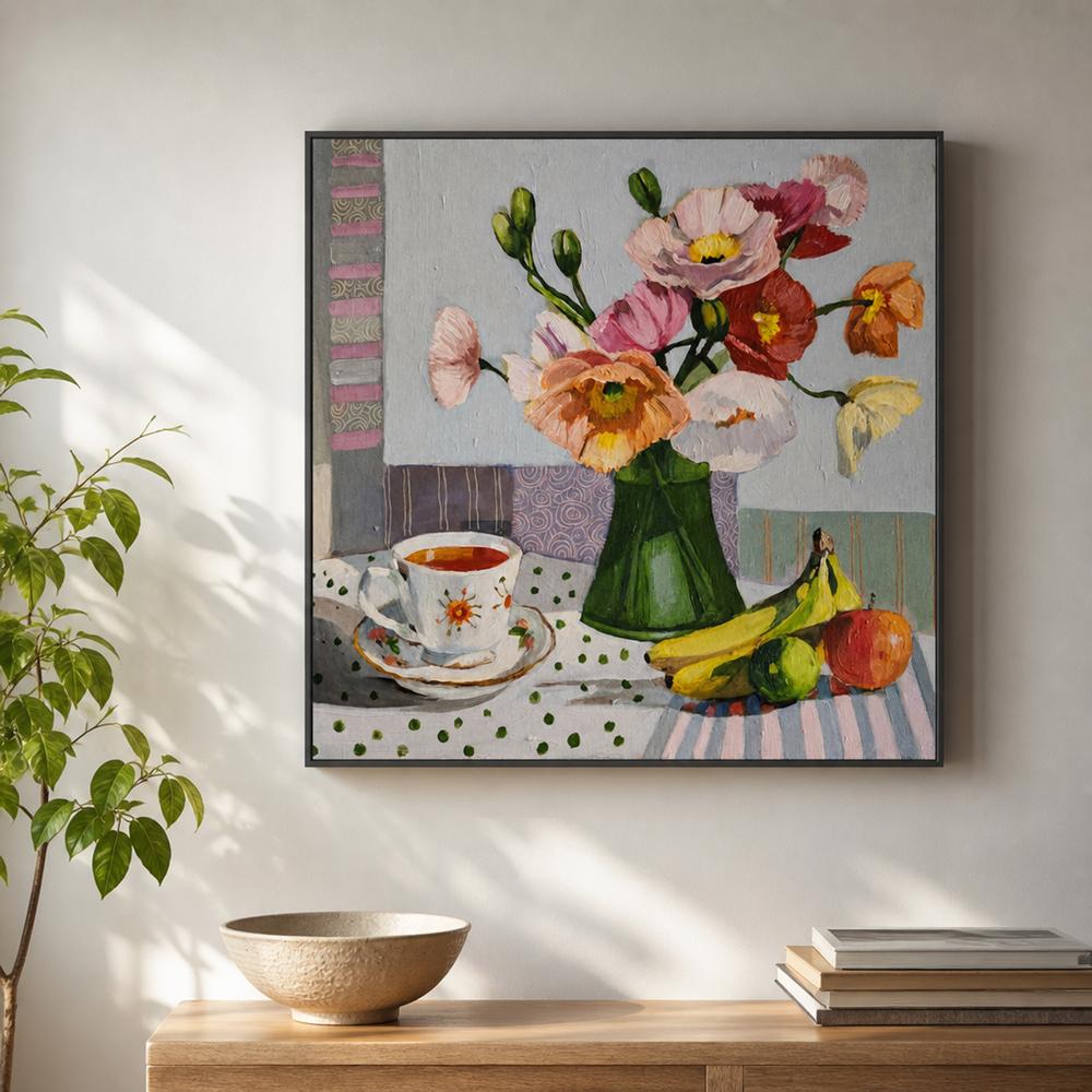 Poppies Fruit and a Cup of Tea-by-Susan Trudinger-wall-art-print-canvas-poster-framed-Gioia