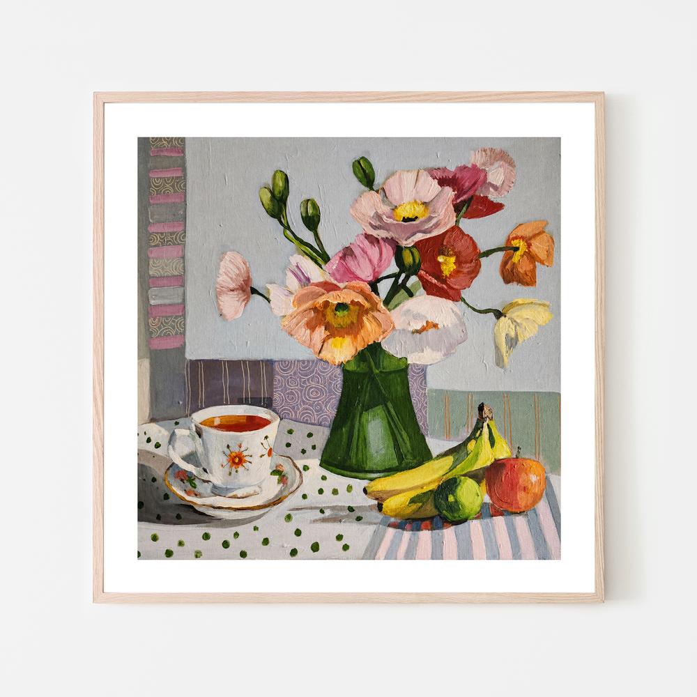 Poppies Fruit and a Cup of Tea-by-Susan Trudinger-wall-art-print-canvas-poster-framed-Gioia