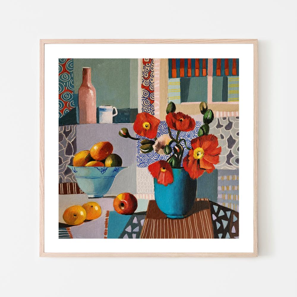 Poppies with Fruit-by-Susan Trudinger-wall-art-print-canvas-poster-framed-Gioia