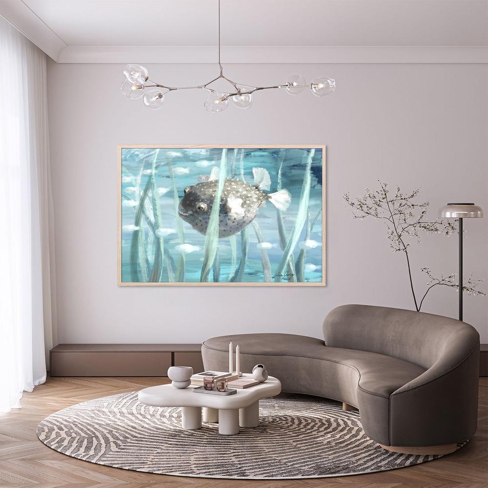 Pufferfish In Seagrass-by-Julia Cheney-wall-art-print-canvas-poster-framed-Gioia
