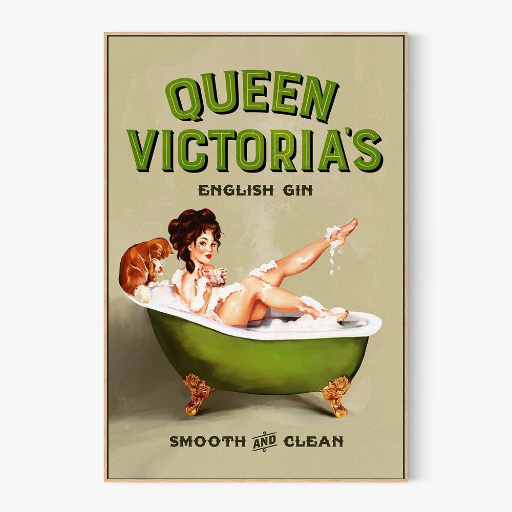 Queen Victoria English Gin Bath Pinup Girl-by-The Whiskey Ginger-wall-art-print-canvas-poster-framed-Gioia