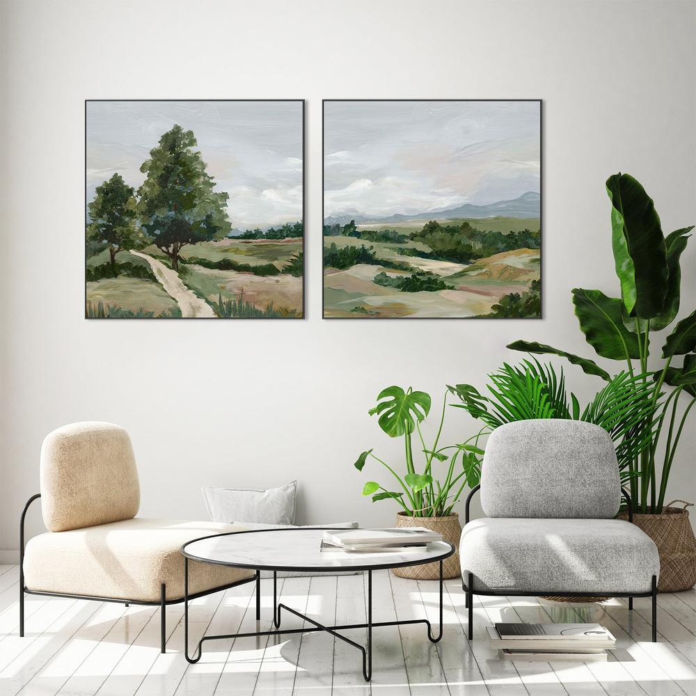 Quiet Path Through Open Fields & Gentle Hills Under Cloudy Skies, Set Of 2-by-Lera-wall-art-print-canvas-poster-framed-Gioia