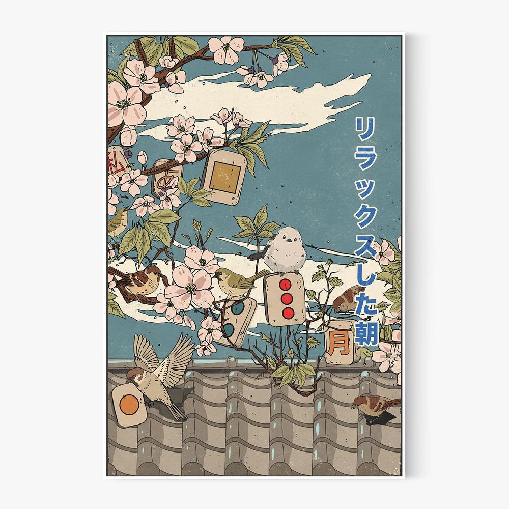 Relaxed Morning Birds and Blossoms-by-Nicholas-wall-art-print-canvas-poster-framed-Gioia