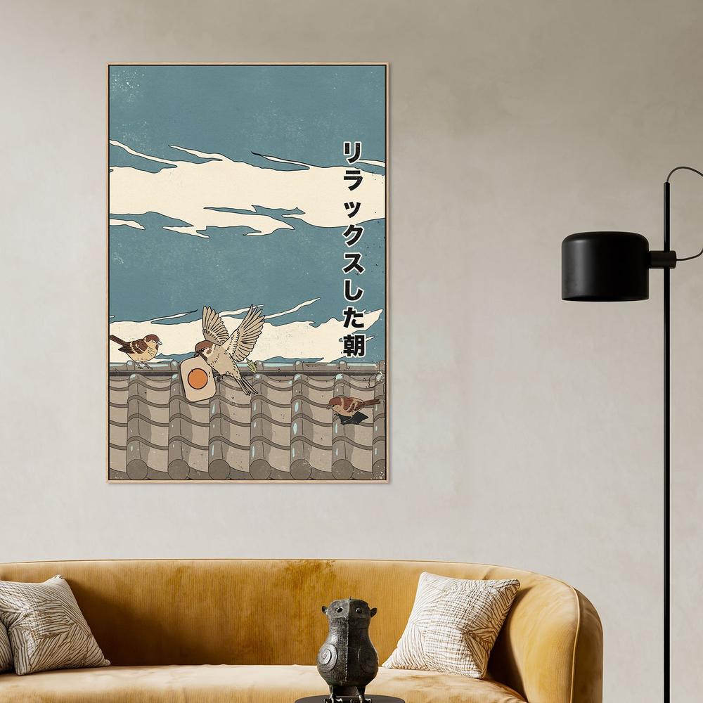 Relaxed Morning Sparrows-by-Nicholas-wall-art-print-canvas-poster-framed-Gioia