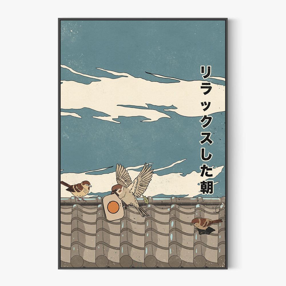 Relaxed Morning Sparrows-by-Nicholas-wall-art-print-canvas-poster-framed-Gioia