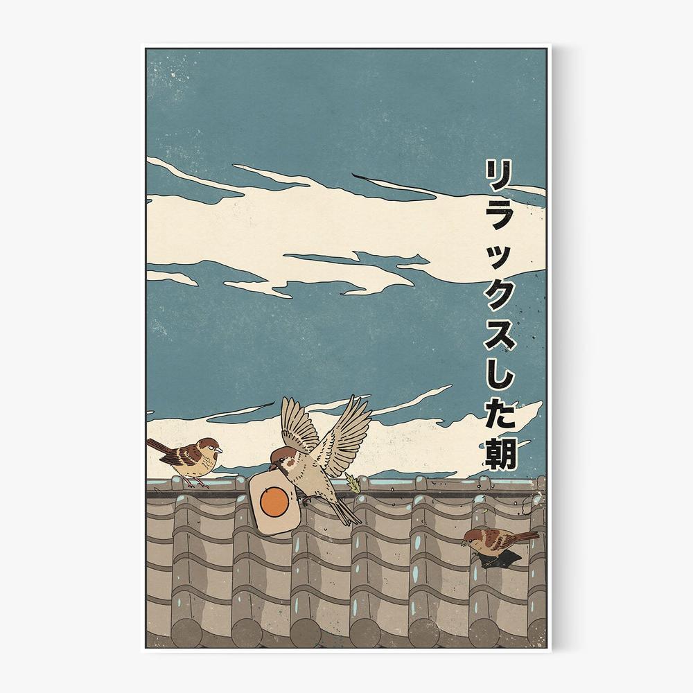 Relaxed Morning Sparrows-by-Nicholas-wall-art-print-canvas-poster-framed-Gioia