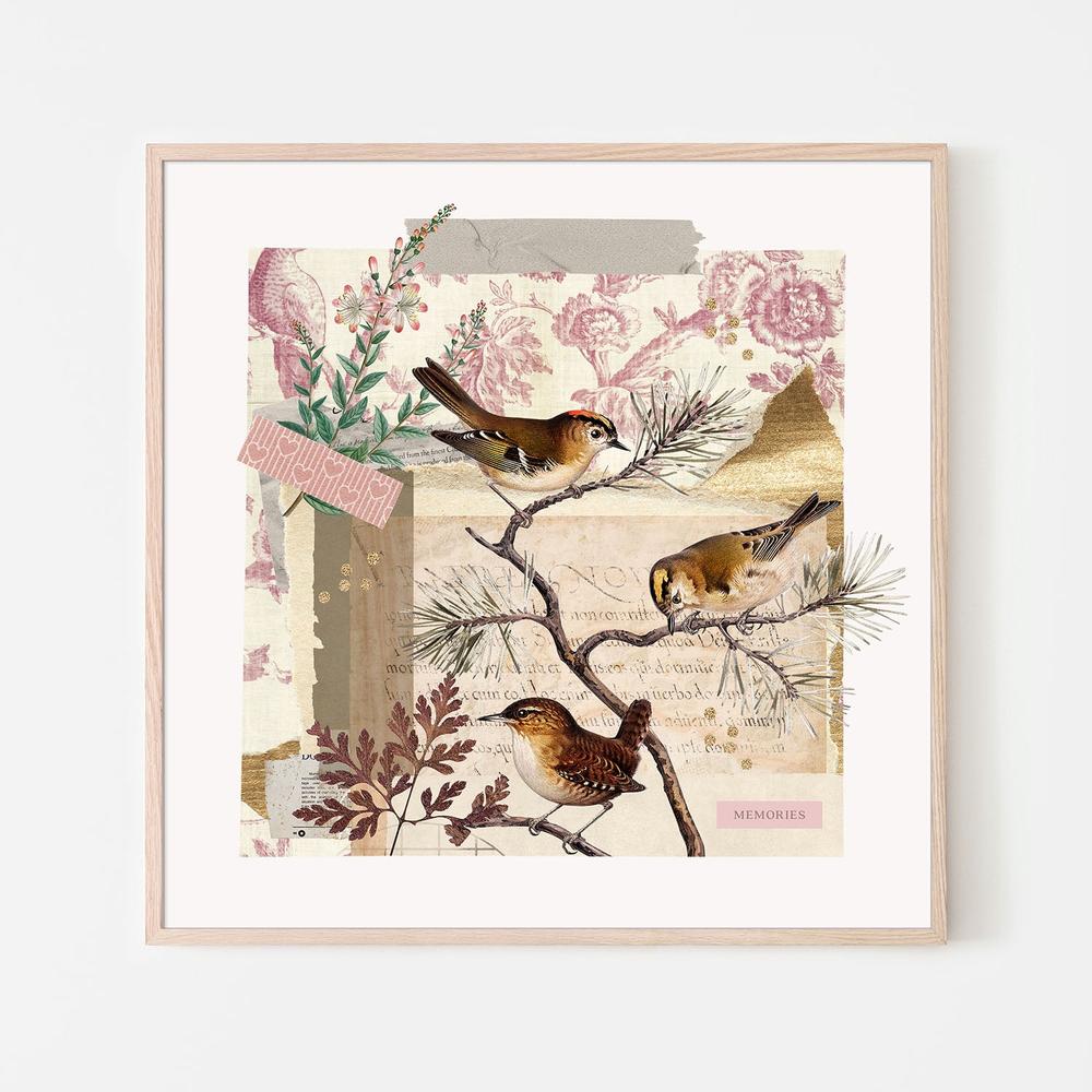 wall-art-print-canvas-poster-framed-Rustic Bird Collage-6