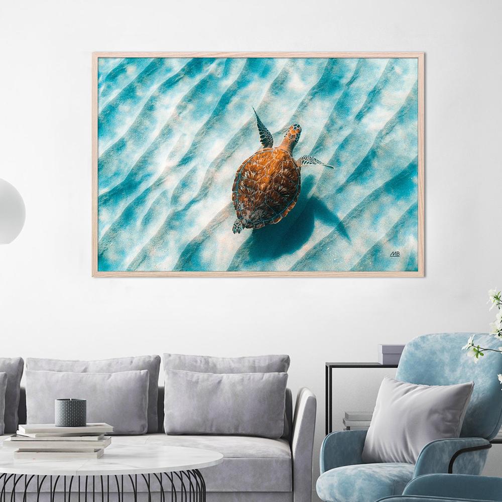 Sandbar Sea Turtle, Style B-by-Max Blakesberg Studios-wall-art-print-canvas-poster-framed-Gioia
